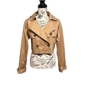 Fashion Nova Kylie Cropped Trench Jacket Sand Size Medium